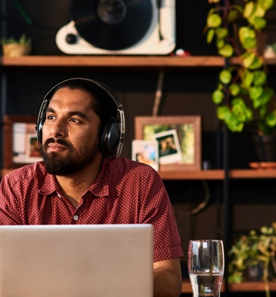 Man Listening To Podcast