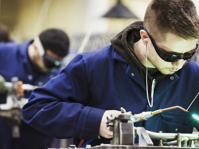 Working in protective glasses
