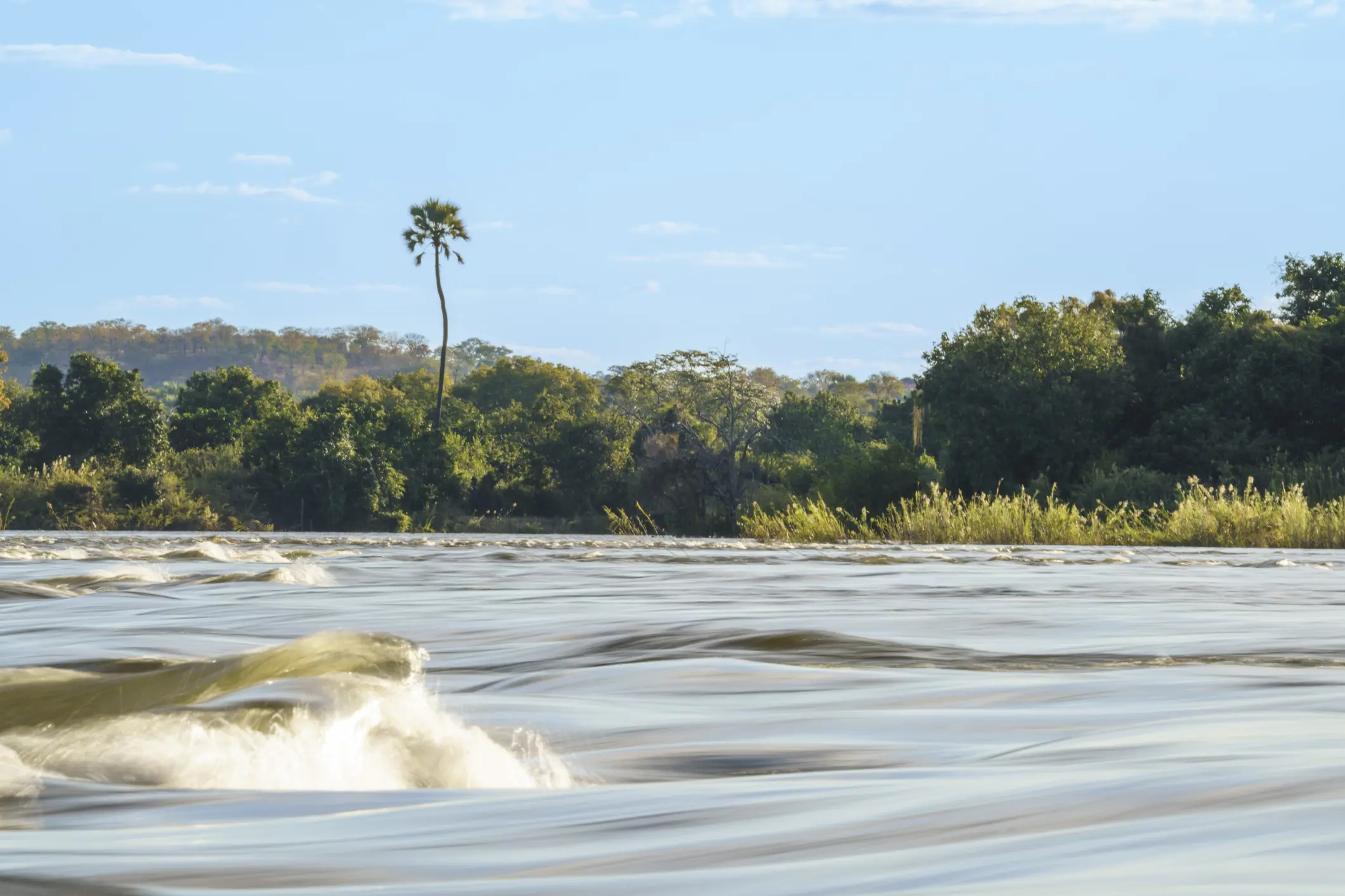 Scenery Of Rapids Of The Zambezi River, Long Exposure Movement. Livingston, Zambia Stock Photo