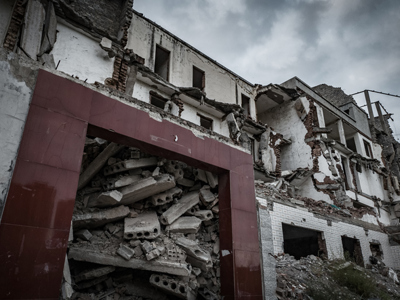 A building in ruins in Gaza