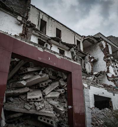 A building in ruins in Gaza