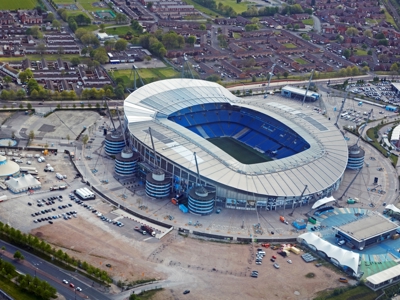 Aerial view of Manchester City Etihad Stadium