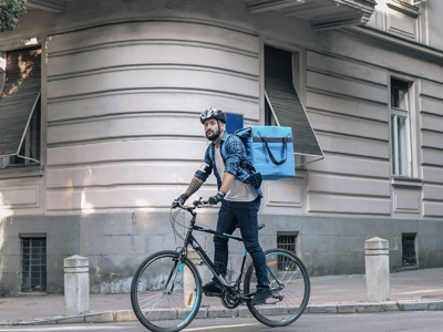 Man on bike Courier