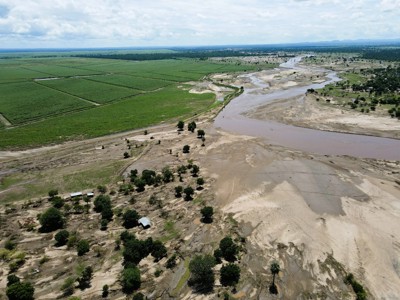 Drone shot of Kanseche village in Malawi