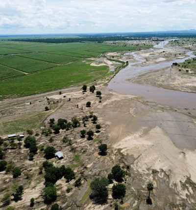 Drone shot of Kanseche village in Malawi