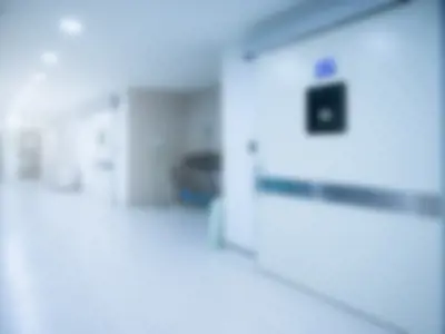 Blurry hospital corridor