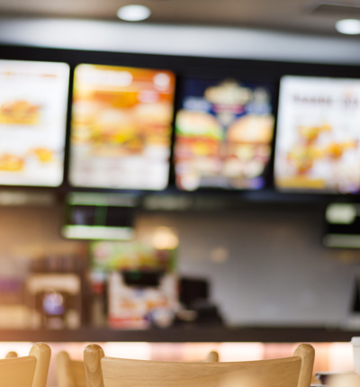Image of food billboard in restaurant 