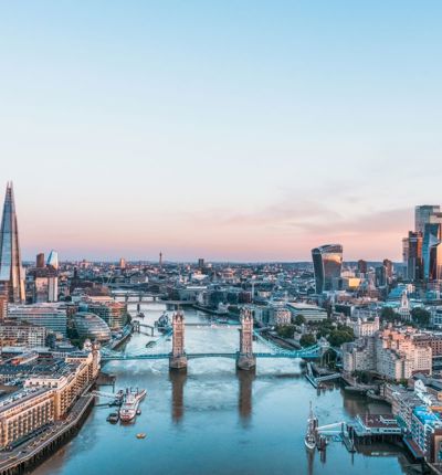 London skyline with the shard, the gherkin, and the walkie talkie 