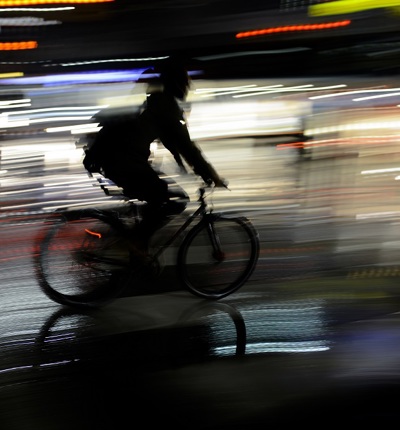 Blurred Night Cyclist
