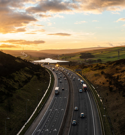 Image of a road in the sunset