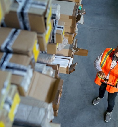 Warehouse Worker Looking Up