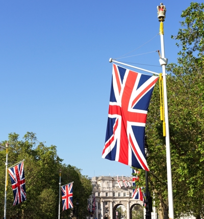 Union Jack On A Flagpole Bright Sunny Day Royal Family Stock Resized