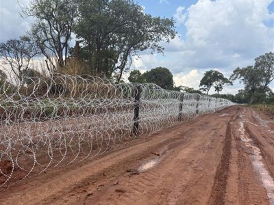 A barbed wire fence in Zambia