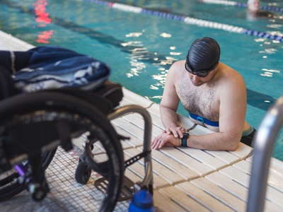 Active Wheelchair user going swimming