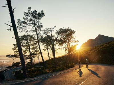 Cycling in the sunset