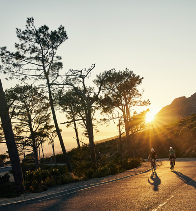 Cycling in the sunset