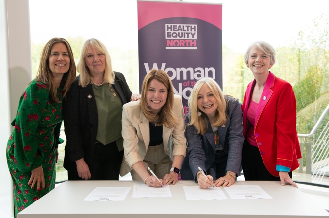 Left to right: Suzanne White, Hannah Davies, Kim McGuinness, Tracy Brabin and Professor Louise Kenny
