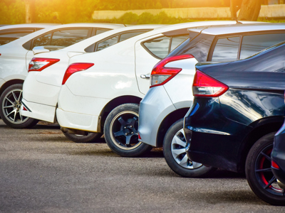 Cars parked on road