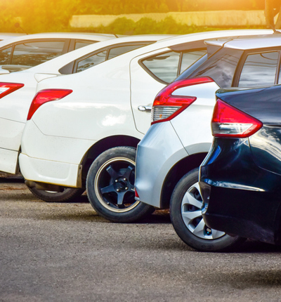 Cars parked on road