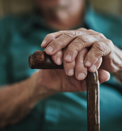 Anonymous Elderly Man Walking Stick