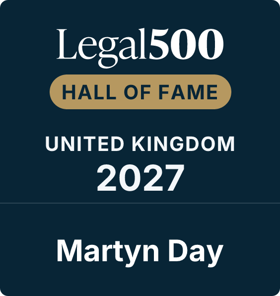 Legal 500 Hall of Fame 2027 Martyn Day