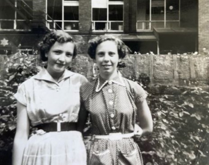 Jean Pye pictured on the left with her friend Carol