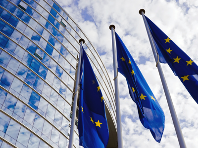 EU Flags Outside European Commission Building