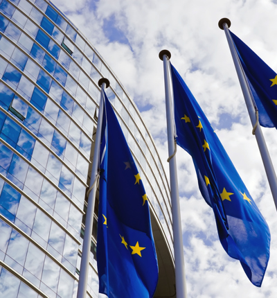 EU Flags Outside European Commission Building