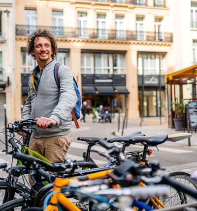 Man With Bikes 214752480