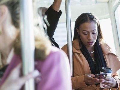 Worried Woman On Bus