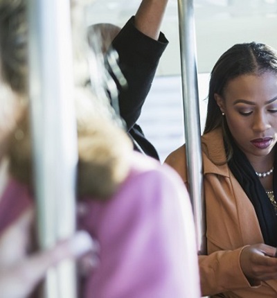 Worried Woman On Bus