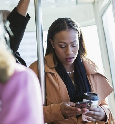 Worried Woman On Bus