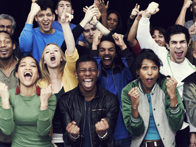 Diverse group of sports fans BAME getty