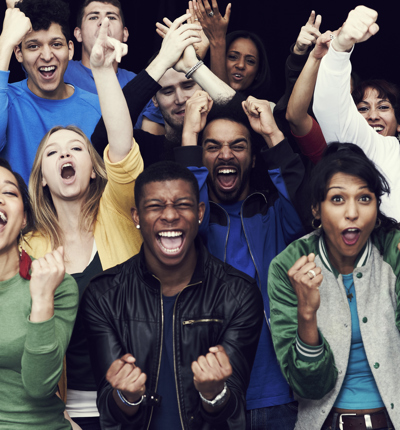 Diverse group of sports fans BAME getty