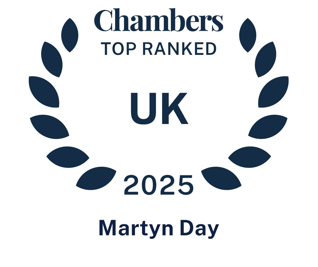 Chambers UK 2025 Top Ranked badge for Martyn Day.