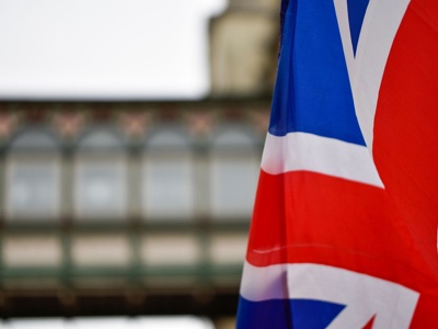 Union Jack Against Government Buildings