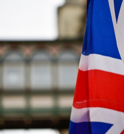 Union Jack Against Government Buildings