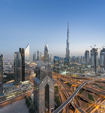 view of skyscrapers and motorway