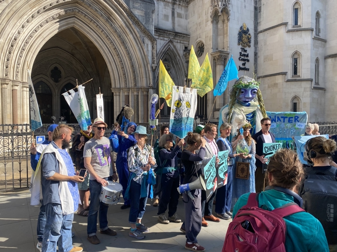 Campaigners outside the Royal Courts of Justice