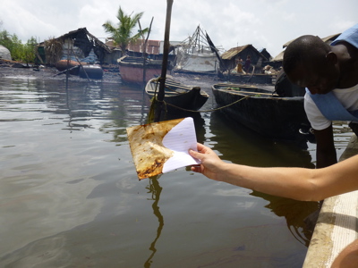 Oil slick Ogale village Nigeria