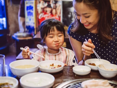 Family Eating In Restaurant