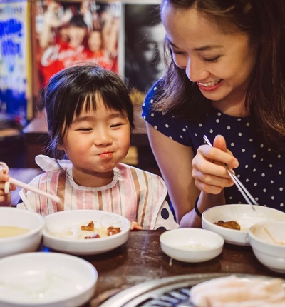 Family Eating In Restaurant