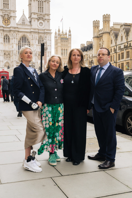 Sarah de Lagarde, Sarah Hope, Sally Sivas and Thomas Jervis outside Westminster Central Hall